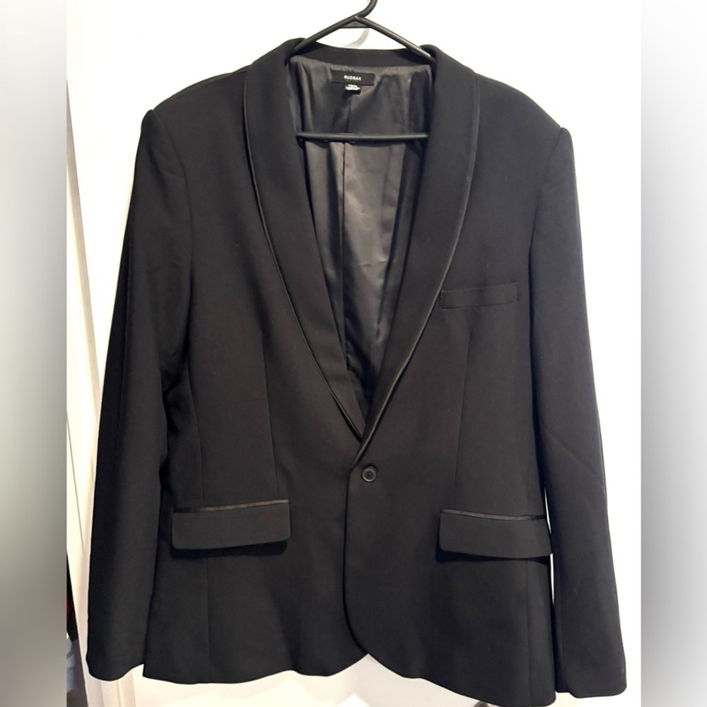 Rudsak Blazer black one button lapel detail longline classic slim tuxedo USXL